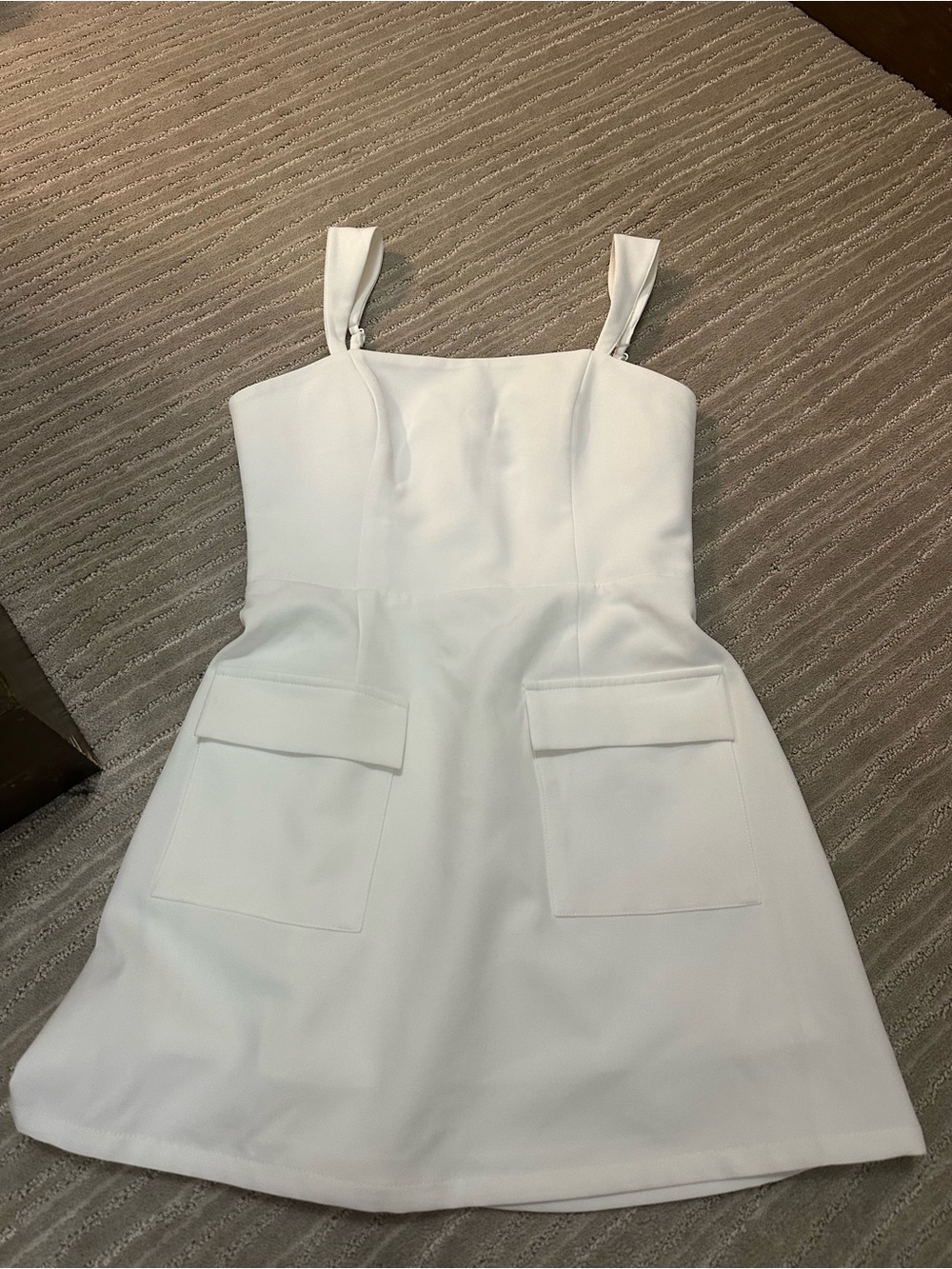 White Square-Neck Pocket Mini Romper